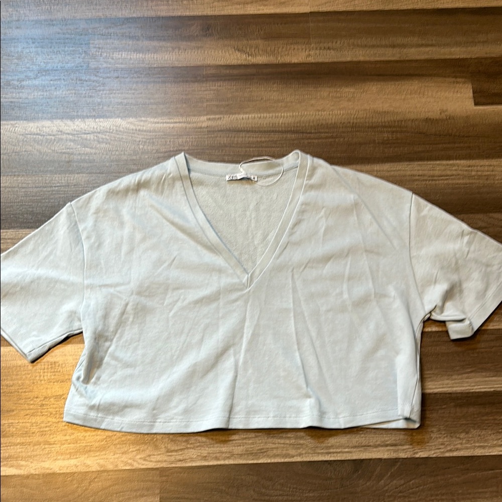 V-Neck Light Blue Women's Top